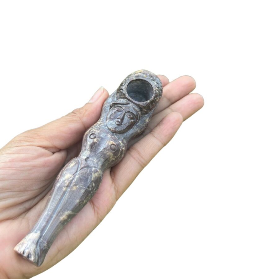 5 inch Mermaid stone pipe herb pipe includes screen & brush