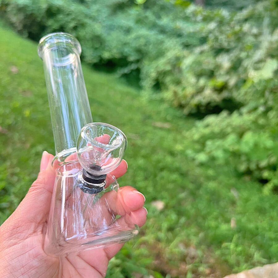 6 Inch Thick Glass Beaker Bong with Carb Hole, Percolator Water Pipe Hookah