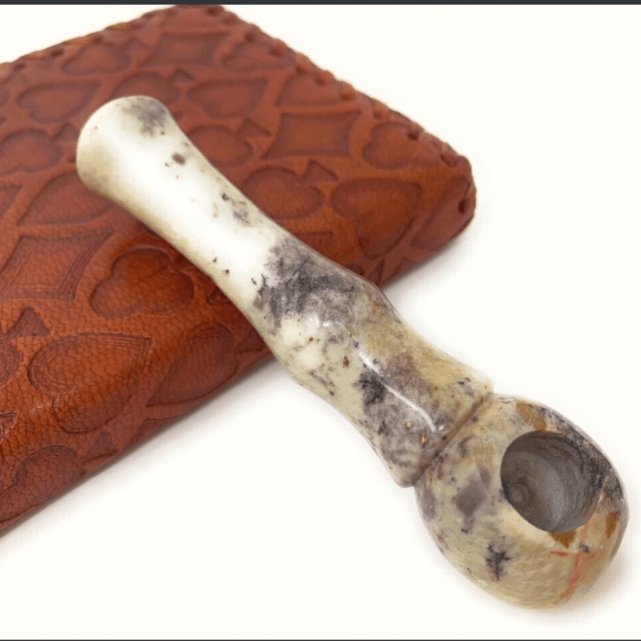 4 Inch Soapstone Pipe – Hand Carved Natural Stone Hand Pipe